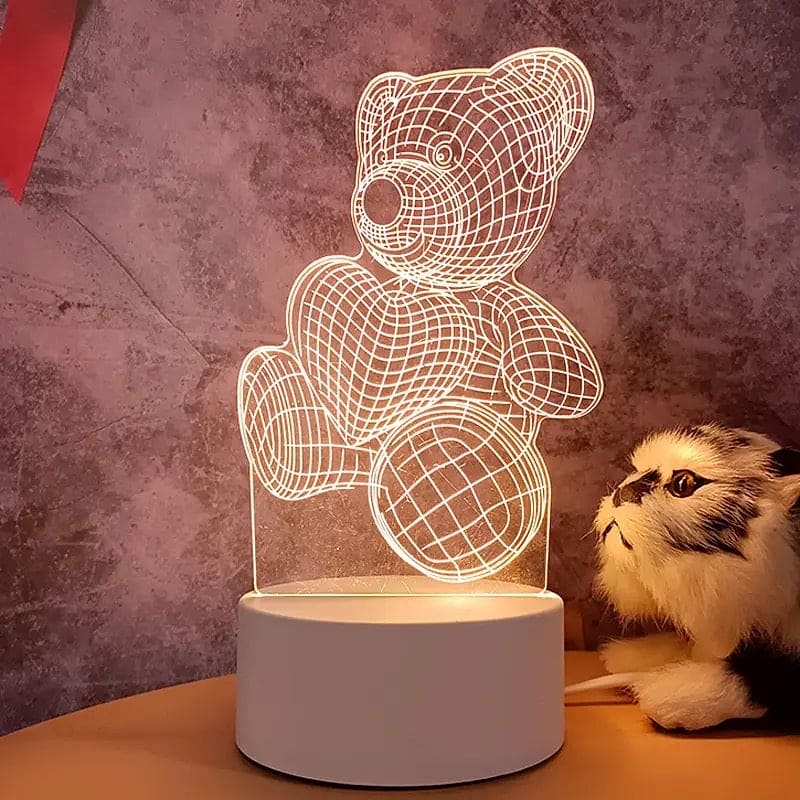 3D Bear Night Lamp, Fancy Lighting Led Room Light, Cute Acrylic Led Lamp for Home, Cute Acrylic Desktop Table Lamp, Kids Decor Night Light 3D Bear Night Lamp, Fancy Lighting Led Room Light, Cute Acrylic Led Lamp for Home, Cute Acrylic Desktop Table Lamp, Kids Decor Night Light